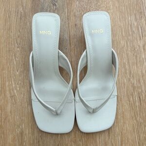 Mango white kitten heel sandals